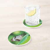 Donkerbruin en grijze vlinder zandsteen onderzetter (Zijkant)