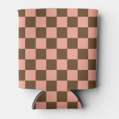 Donkerbruin en lichtroze dambord blikjeskoeler (Voorkant)