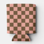 Donkerbruin en lichtroze dambord blikjeskoeler (Achterkant)