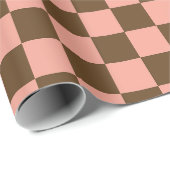 Donkerbruin en lichtroze dambord cadeaupapier (Rol Hoek)