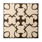 Donkerbruin en roomMarokkaans geometrisch patroon Tegeltje (Voorkant)