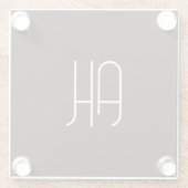 Donkerbruin en wit aangepaste initialen eenvoudig glazen onderzetter (Achterkant)