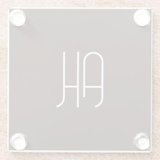 Donkerbruin en wit aangepaste initialen eenvoudig glazen onderzetter (Achterkant)