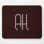 Donkerbruin en wit aangepaste initialen eenvoudig muismat (Voorkant)