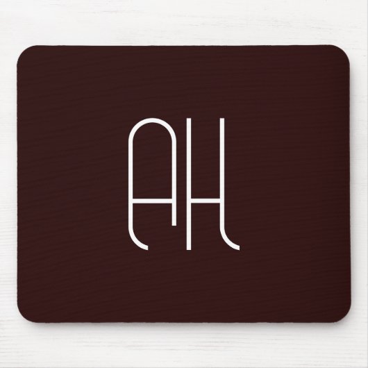 Donkerbruin en wit aangepaste initialen eenvoudig muismat (Voorkant)