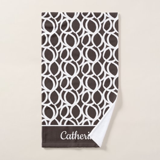Donkerbruin en wit Abstract patroon - Aangepaste n Bad Handdoek (Handdoek)