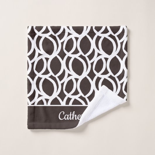 Donkerbruin en wit Abstract patroon - Aangepaste n Bad Handdoek (Wasdoekje)