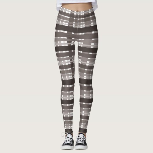 Donkerbruin en wit leggings (Voorkant)