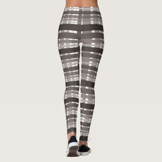 Donkerbruin en wit leggings (Achterkant)