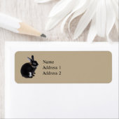 Donkerbruin en wit Mini Rex Konijn Etiket (Insitu)