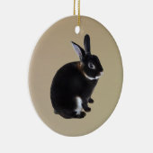 Donkerbruin en wit Mini Rex Konijn Keramisch Ornament (Rechts)