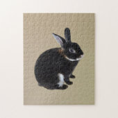 Donkerbruin en wit Mini Rex Konijn Legpuzzel (Verticaal)