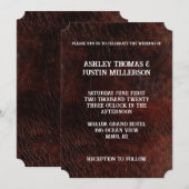 Donkerbruin Faux lederen bruiloft Kaart (Voorkant / Achterkant)