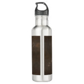 Donkerbruin Faux leer Grappige Kat Water Fles (Achterkant)