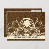 Donkerbruin getand leer RSVP Uitnodiging Briefkaart (Voorkant / Achterkant)