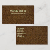 Donkerbruin getoold Visitekaartje van leder (Voorkant / Achterkant)