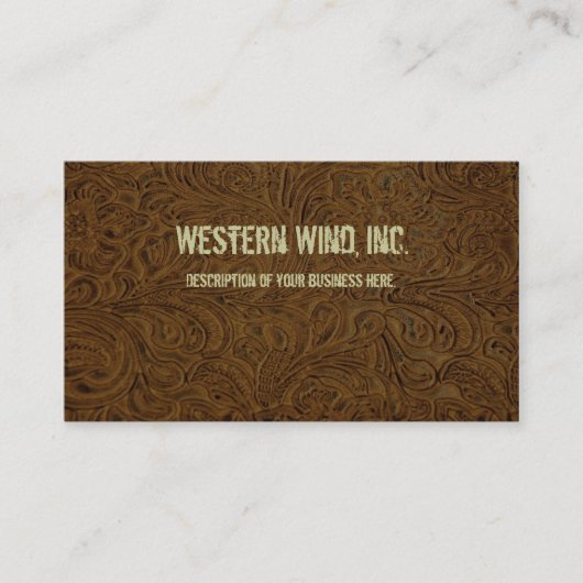 Donkerbruin getoold Visitekaartje van leder (Voorkant)