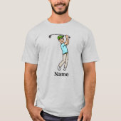 Donkerbruin haar Mannelijke Golfer Par-T-shirt Dud T-shirt (Voorkant)