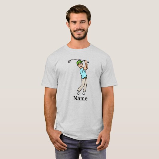 Donkerbruin haar Mannelijke Golfer Par-T-shirt Dud T-shirt (Voorkant volledig)