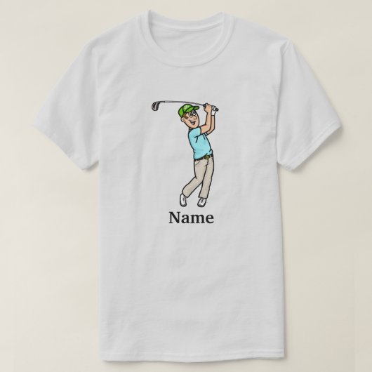 Donkerbruin haar Mannelijke Golfer Par-T-shirt Dud T-shirt (Design voorkant)