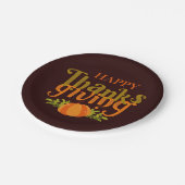 Donkerbruin Happy Thanksgiving Herfst Gele pomkin Papieren Bordje (Gekanteld)
