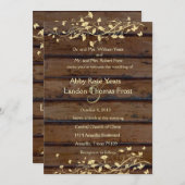 Donkerbruin Hout Bloemen Kant Bruiloft Kaart (Voorkant / Achterkant)