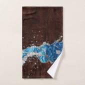 Donkerbruin hout en blauwe Abstracte digitale kuns Bad Handdoek (Handdoek)