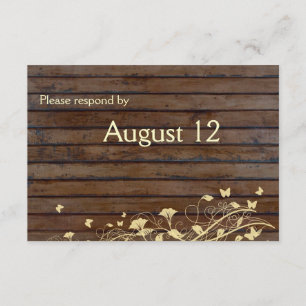 Donkerbruin hout met enveloppe RSVP kaartje