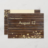 Donkerbruin hout met enveloppe RSVP kaartje (Voorkant / Achterkant)
