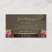 Donkerbruin hout roze rozen boomschors Logo Visitekaartje (Achterkant)