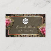 Donkerbruin hout roze rozen boomschors Logo Visitekaartje (Voorkant)