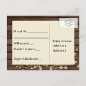 Donkerbruin hout RSVP Uitnodiging Briefkaart (Achterkant)