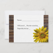 Donkerbruin hout zonnebloem met enveloppe RSVP kaartje (Achterkant)