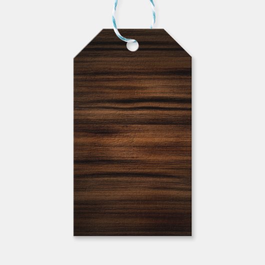 Donkerbruin houten textuurpatroon cadeaulabel (Voorkant)
