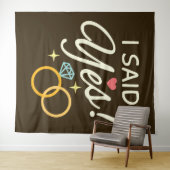 Donkerbruin Ik zei ja Verloving Feestje Wandkleed (In Situ (horizontaal))