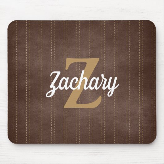 Donkerbruin instripe reportmonogram muismat (Voorkant)