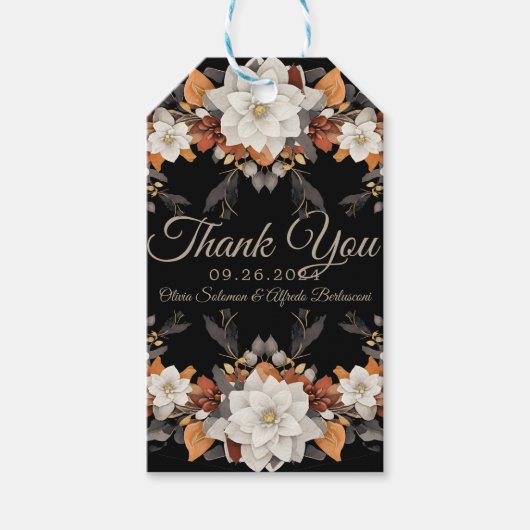 Donkerbruin, koffiecaramel en beige herfst cadeaulabel (Voorkant)