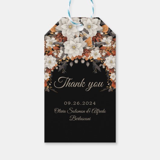 Donkerbruin, koffiecaramel en beige herfst cadeaulabel (Voorkant)