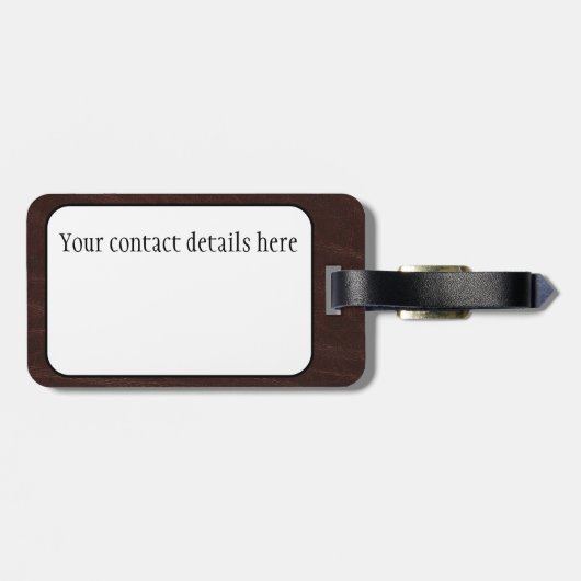 Donkerbruin leder bagagelabel (Achterkant horizontaal)