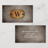 donkerbruin leder | Monogram Visitekaartje (Voorkant / Achterkant)