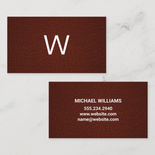 Donkerbruin leder visitekaartje (Voorkant / Achterkant)