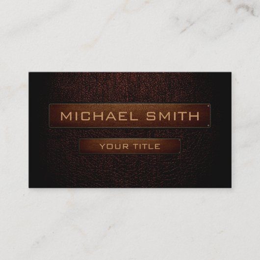 Donkerbruin leder ziet er bruin label uit (Voorkant)