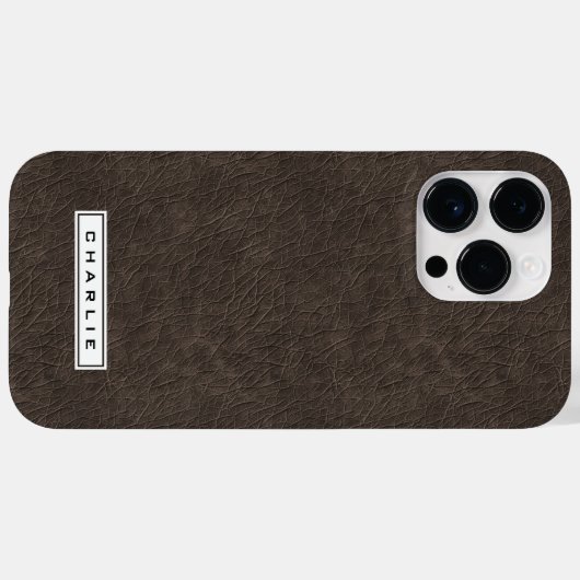 Donkerbruin lederen gedrukt afbeelding aangepaste  Case-Mate iPhone case (Achterkant (horizontaal))