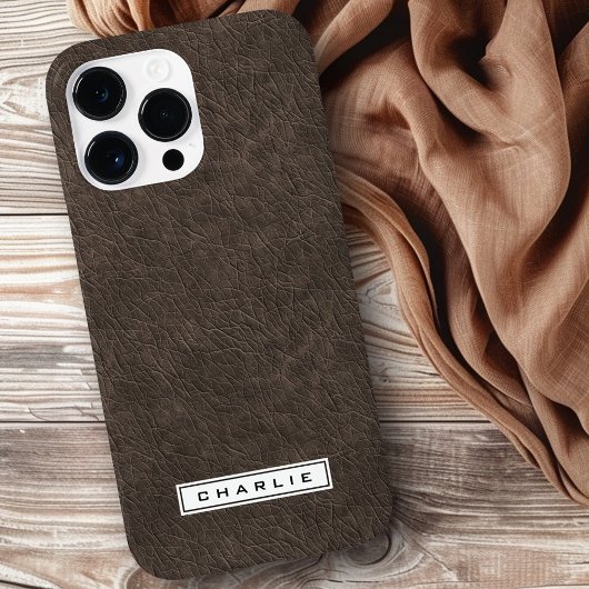 Donkerbruin lederen gedrukt afbeelding aangepaste Case-Mate iPhone case