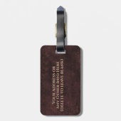 Donkerbruin lederen look naam bagagelabel (Achterkant verticaal)