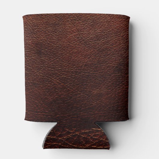 Donkerbruin leer: Echte Textuurachtergrond Blikjeskoeler (Achterkant)