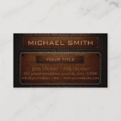 Donkerbruin leer look bruin monogram visitekaartje (Achterkant)