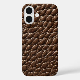 Donkerbruin leereffect patroon iPhone 16 hoesje