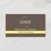 Donkerbruin Lichtgeel met Logo en Foto Chic Visitekaartje (Voorkant)