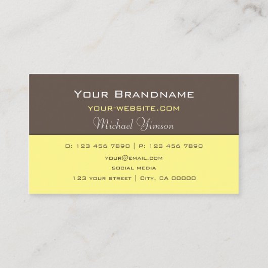 Donkerbruin Lichtgeel met Monogram Professional Visitekaartje (Achterkant)